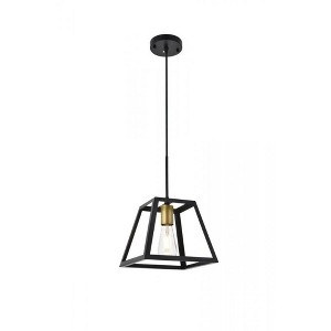 Elegant Lighting Resolute 1 light brass and black Pendant - 1 of 4