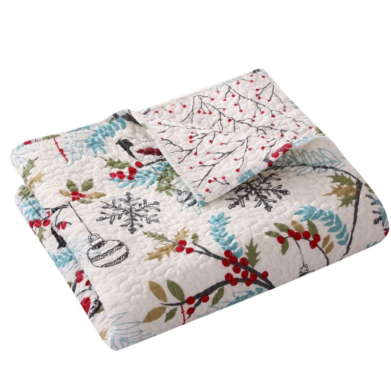 Holly Holiday Quilted Throw Blue - Levtex Home, 2 of 4