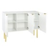Buffet Cabinet White Sideboard Storage Cabinet with 3 Doors Adjustable Shelves,Wood Accent Cabinet for Kitchen Cupboard Dining Living Room - 3 of 4