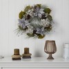 Nearly Natural 24-in Silver Poinsettia, Hydrangea and Pinecones Artificial Christmas Wreath - 3 of 4