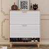 MAYEERTY Nordic Style Shoe Storage Cabinet with 2 Flip Drawers Freestanding Organizer with solid Wood Legs for Entryway White and Solid Wood - 2 of 4