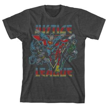 Justice League Superhero Team Art Boy's Charcoal Heather T-shirt