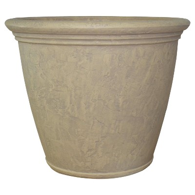 Sunnydaze Indoor/Outdoor Patio, Garden, or Porch Weather-Resistant Double-Walled Anjelica Flower Pot Planter - 24" - Beige