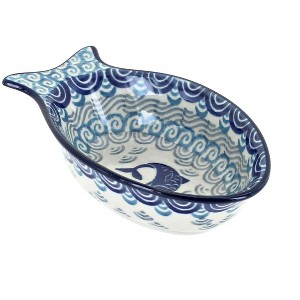 Blue Rose Polish Pottery E26 Ceramika Artystyczna Small Fish Dish - 1 of 2