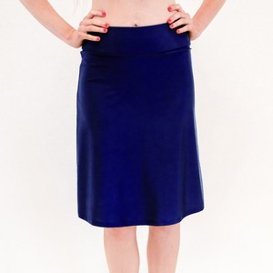 Calypsa Women's Chlorine Resistant High Waisted Knee Length Swim Skirt With Attached Bike Shorts - 1 of 4