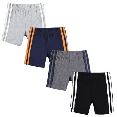 Image of Hudson Baby Boy Shorts Bottoms 4-Pack, Heather Gray Black, 9-12 Months