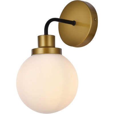 Hanson Black and Brass Dimmable Wall Sconce with Frosted Shade