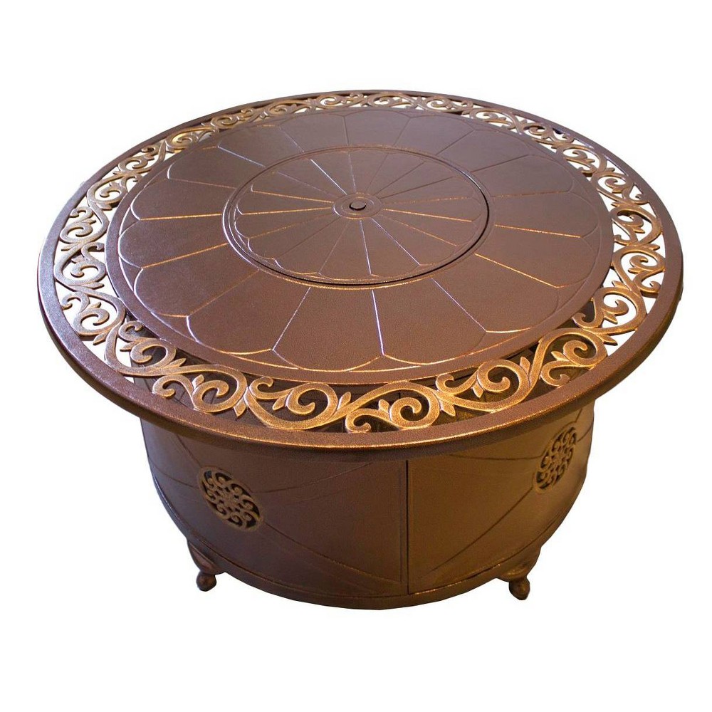 Rectangular Aluminum Outdoor Propane Fire Pit with Scroll Design - AZ Patio Heaters: Weatherproof, 41,000 BTU, 48" Table