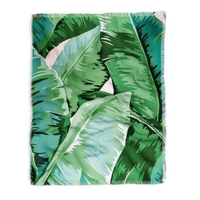 Gale Switzer Banana Leaf Grandeur Woven Throw Blanket Green - Deny Designs