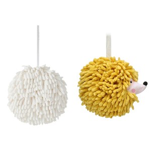 REGALWOVEN 2 Pcs Comfortable Soft Absorbent Chenille Ball Fuzzy Hand Towel for Home Decor - 1 of 4