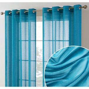 HLC.ME Sierra Burlap Flax Linen Privacy Sheer Light Filtering Window Grommet Curtains Panels, Set of 2 - 1 of 4