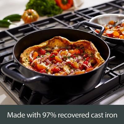 Black Enameled Cast Iron 6 Quart Dutch Oven with Lid and Acacia Trivet