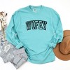 Simply Sage Market Women's Embroidered Wifey Arched Varsity Long Sleeve Garment Dyed Tee - 3 of 3