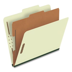 Pendaflex Reinforced Pressboard Classification Folders, 1.75" Expansion, 1 Divider, 4 Fasteners, Letter Size, Green Exterior, 10/Box - 1 of 1