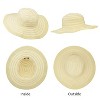 Womens Wide Brim Straw Embellished Floppy Hat, Stylish UV Sun Protection Beach Travel Hats - Tirrinia - 3 of 4