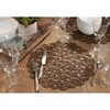 4pk Wood Laser Cut Tablemats - Saro Lifestyle: Geometric Round Placemats, 15" Brown, Non-Woven Fabric, Set of 4 - 4 of 4