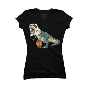 Junior's Design By Humans Trex Ghost Costume Design Funny Halloween Dinosaur By Threadlets T-Shirt - 1 of 3