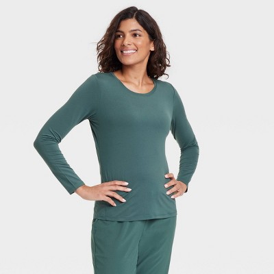 Women's Essential Crewneck Long Sleeve Top - All In Motion™ Dark Green S :  Target