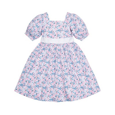 Image of Hope & Henry Girls' Short Sleeve Puff Sleeve Party Dress, Infant, 3-6 Months