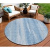 Sky Blue And Denim Blue Botanical Leaves Washable Indoor Outdoor Area Rug - 2 of 4