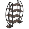 Resenkos Bookshelf, Bookcase Standing Shelf Unts,Industrial Bookshelf, Oval Triple Wide Etagere Bookcases Display Shelves,Rustic Brown - 3 of 4