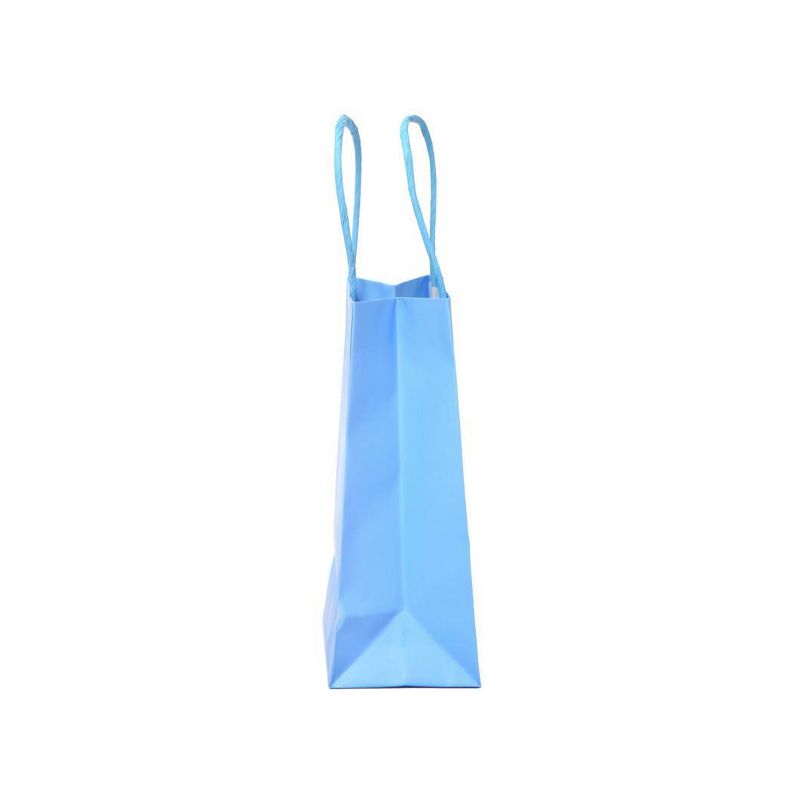 Jr. Tote Bag Solid Blue - Spritz&#8482;: Small Size, Matte Laminated Paper, Strong Twisted Handles, Multicolor, All Occasions, 3 of 5