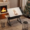 LOVSON adjustable drawing drafting table desk with 2 drawers for home office and school with stool(white) - 4 of 4
