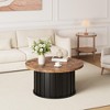 Coffee table, round side table, metal base, 31.9-inch recessed design, suitable for living rooms, small apartments, and condominiums. - 4 of 4