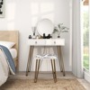 Makeup Vanity Set with 3-Color Dimmable Lighted Mirror, Makeup Dressing Table with Drawers, Padded Stool - 4 of 4