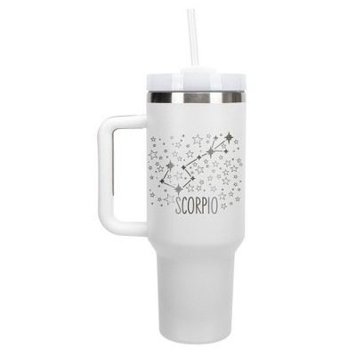 100 North Scorpio Zodiac Astrology Star Sign Wrap-Around 40 Oz. Stainless Steel Water Bottle Coffee Mug, Spill & Leak Resistant, Travel Tumbler with