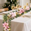 6FT Pre-Lit Christmas Garland with 20 LED Lights, Battery Operated, 8 Modes & Timer, Flowers & Balls, Pink - 2 of 4