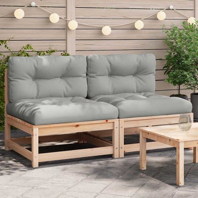 Garden Sofa Grey Solid pine wood 27.6 x 27.6 in Modular vidaXL