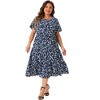 Agnes Orinda Women's Plus Size Babydoll Polka Dots Short Sleeve Layered Midi Dress - 3 of 4
