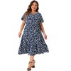 Agnes Orinda Women's Plus Size Polka Dots Short Sleeve Layered Tunic Midi Dresses - image 3 of 4