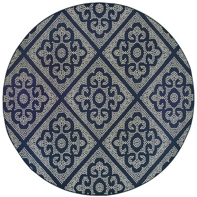Oriental Weavers Marina 3804B Navy/ Ivory Indoor/Outdoor Area Rug - 7'10" Round