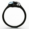 Slickblue Stainless Steel Ring, Women's Ring, Dolphin Design, Sea Blue Crystal, IP Black Finish, Sizes 5-10 - 3 of 4