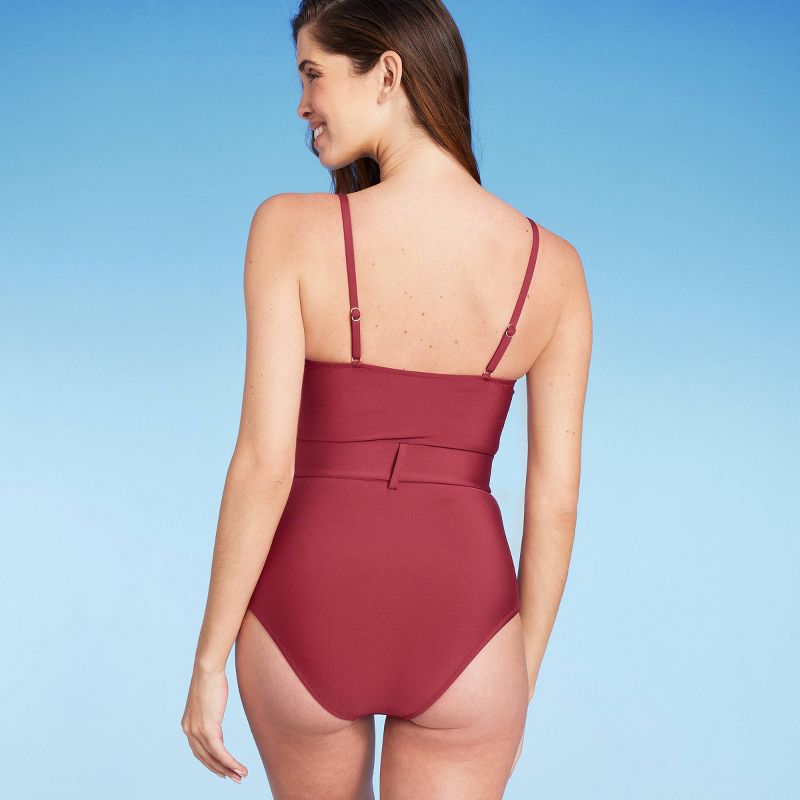 Women's Underwire Belted One Piece Swimsuit - Shade & Shore™ Red, 3 of 20