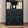 Farmhouse-Industrial Freestanding Bookshelf - 71.4"H Gray Wash Storage with Enclosed Cabinet & Open Shelves - 4 of 4