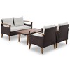 Nestfair 4pc Wicker Patio Conversation Set with Cushions Beige - 3 of 4