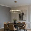 ALOADECOR 34'' Modern Halo Round Textured Glass Integrated Led Chandelier Brass Empire Led Ceiling Light For Dining Room Living Room - 2 of 4