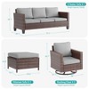 Sonkuki Outdoor 5-Piece Wicker Patio Conversation Set, 2 Rattan Swivel Rocking Chairs with Ottoman, Navy Blue Cushion - 2 of 4