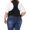 Agnes Orinda Women's Plus Size Velvet Jacquard Steampunk Lapel Collar Button Fashion Vests - 4 of 4