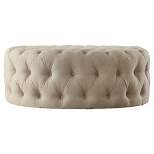 Beekman Place Button Tufted Round Cocktail Ottoman - Inspire Q®