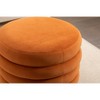Sapphtopaz Round Ottoman Footstool Ottoman/Ottoman with Storage Velvet Fabric Ottoman with Wooden Shelving Living Room Furniture for Bedroom - 3 of 4