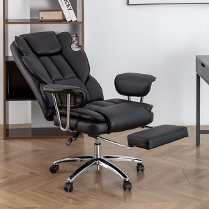 NicBex Office Chair with Adjustable Height Modern Rotatable Leather Computer Chair with Casters, Armrests and Footrest for Office, Study, Black - 1 of 4