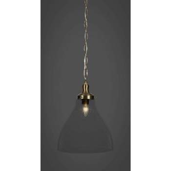 Toltec Lighting Juno 1 - Light Pendant in  New Aged Brass with 11.75" Clear Bubble Shade