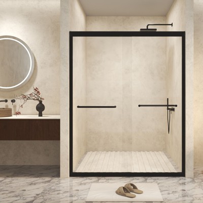 NicBex Double Sliding Shower Door Tempered Glass for Bathtub