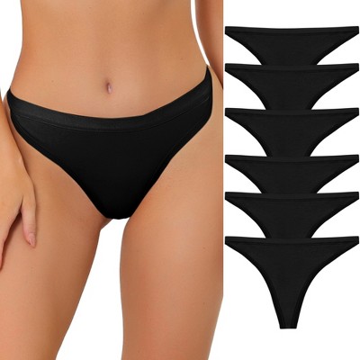 Allegra K Women's Packs G-string Breathable Hi-cut Thongs 1 Set Of 6 Pcs 6  Black X-large : Target