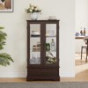 FONTOI Corner Curio Cabinet with Adjustable Shelves, Display Storage with 2 Doors,1 Drawer for Living Room, Cherry, 11.81"*47.44"*25.98" - 2 of 4