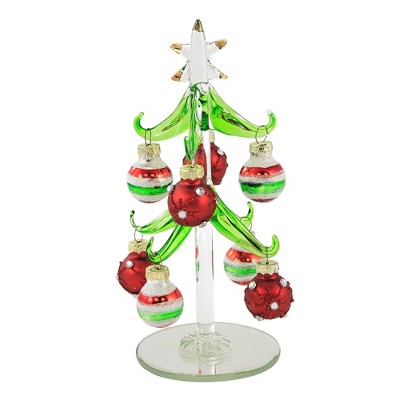 Christmas 6.0" Green Tree With 8 Ornaments Christmas Glass  -  Decorative Figurines